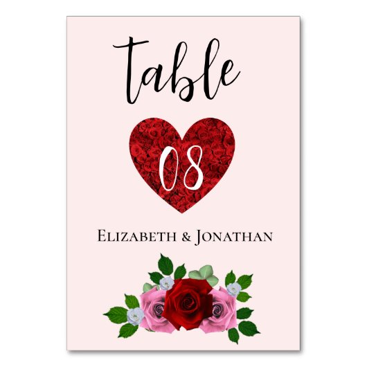 Rood- en roze rozenhuwelijk kaart (Voorkant)