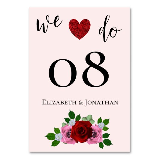 Rood- en roze rozenhuwelijk kaart (Achterkant)