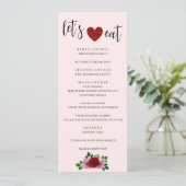 Rood- en roze rozenhuwelijk menu (Staand voorkant)