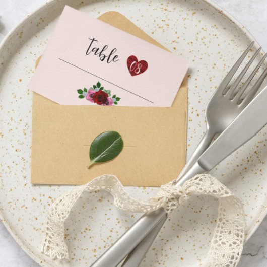 Rood- en roze rozenhuwelijk plaatskaartje