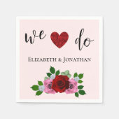 Rood- en roze rozenhuwelijk servet (Voorkant)