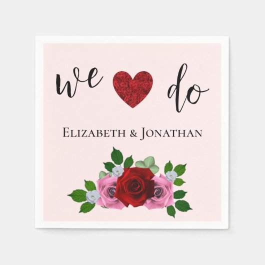 Rood- en roze rozenhuwelijk servet (Voorkant)