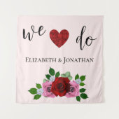 Rood- en roze rozenhuwelijk wandkleed (Voorkant)