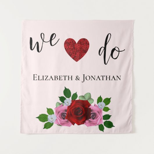 Rood- en roze rozenhuwelijk wandkleed (Voorkant)