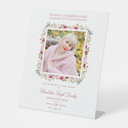 Rood- en roze sjesjakoorten reclamebord met voetstuk (Voorkant)