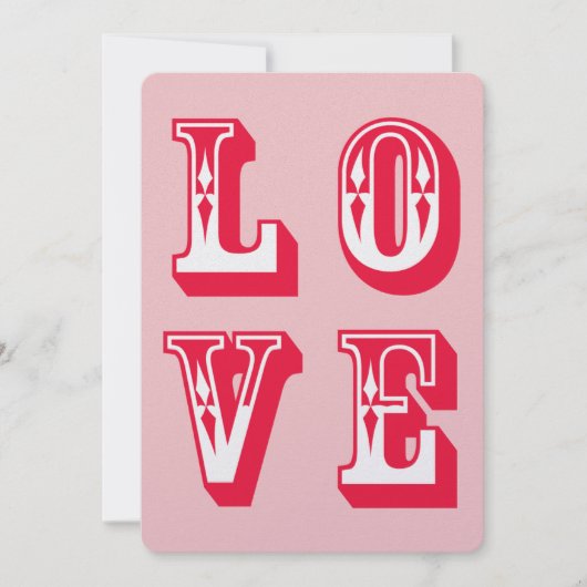 Rood en roze speelse liefde feestdagenkaart (Voorkant)