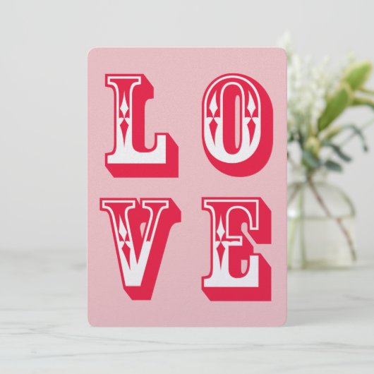 Rood en roze speelse liefde feestdagenkaart (Staand voorkant)