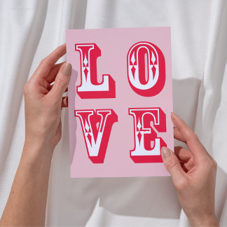 Rood en roze speelse liefde feestdagenkaart