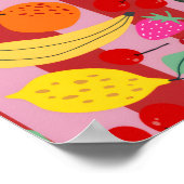 Rood en roze streep fruitpatroon poster (Hoek)