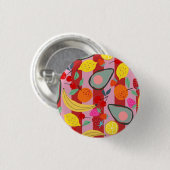 Rood en roze streep fruitpatroon ronde button 3,2 cm (Voorkant /achterkant)
