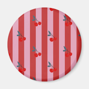 Rood en roze streepdesign met kersen magneet