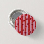 Rood en roze streepdesign met kersen ronde button 3,2 cm (Voorkant /achterkant)