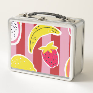 rood en roze strepen met tropisch fruit