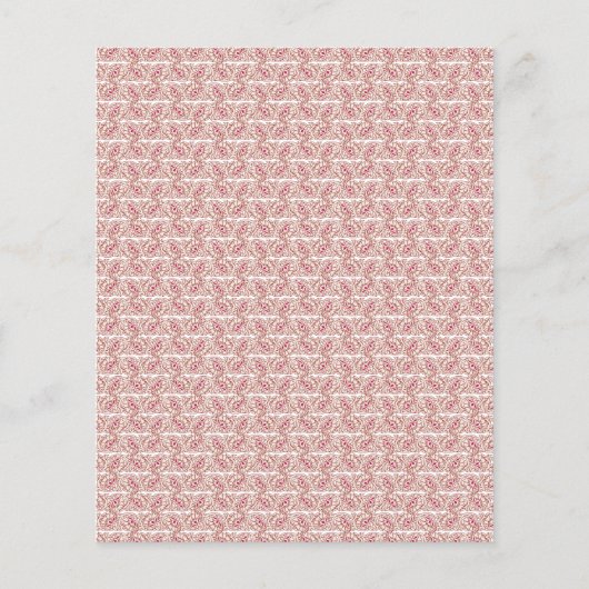 Rood en roze textiel gelegd over een pattereerde t flyer (Voorkant)