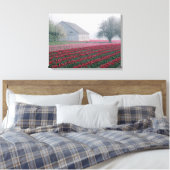 Rood en roze tulpen groeten de dag op een slechte  canvas afdruk (Insitu (Slaapkamer))