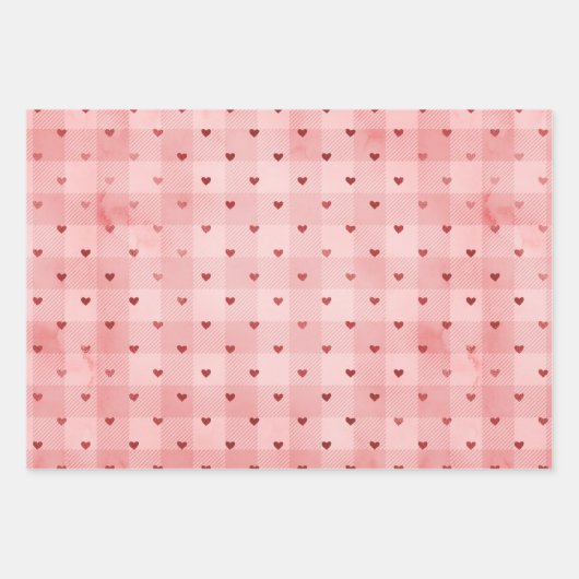 Rood- en roze Valentijn verwerkt papierbladen Inpakpapier Vel (Voorkant 2)