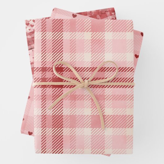 Rood- en roze Valentijn verwerkt papierbladen Inpakpapier Vel (In situ)