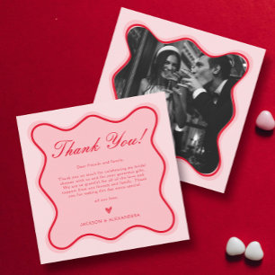 Rood en roze Valentijnse Vrijgezellenfeest Bedankkaart