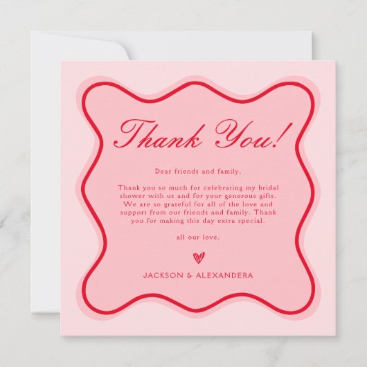 Rood en roze Valentijnse Vrijgezellenfeest Bedankkaart (Voorkant)