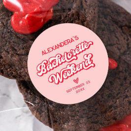 Rood en Roze Vegas Meidenavakantiefeest Ronde Sticker