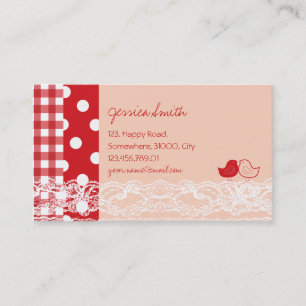 Rood- en roze vogelscrapbook met kaartenkaart visitekaartje