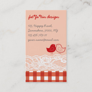 Rood- en roze vogelscrapbook visitekaartje