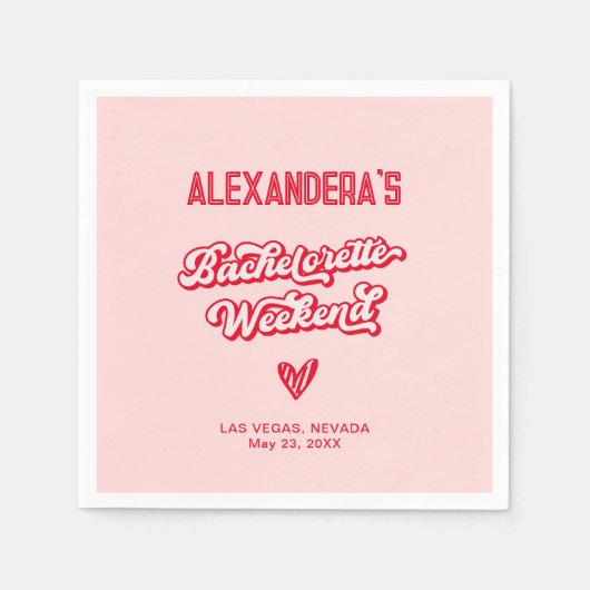 Rood en roze vrijgezellenfeest servet (Voorkant)