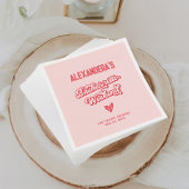 Rood en roze vrijgezellenfeest servet