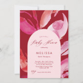 Rood en roze Waterverf Baby shower Kaart (Voorkant)