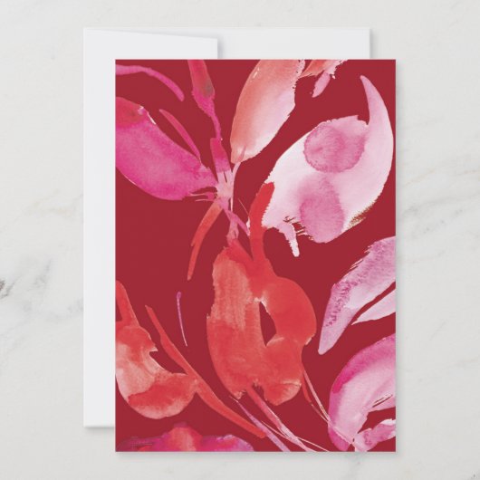 Rood en Roze Waterverf Bridal Shower Kaart (Achterkant)