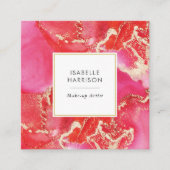 Rood en roze waterverf visitekaartje (Voorkant)