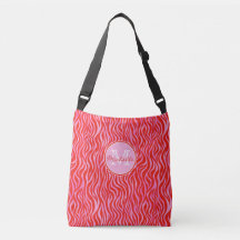 Rood- en roze Waterverf Zebra afdrukken | Monogram