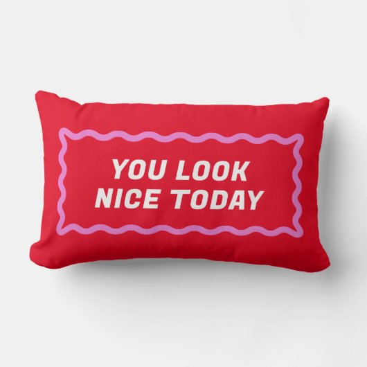 Rood en Roze Wavy Lijst Complimenten Kussen (Voorkant)