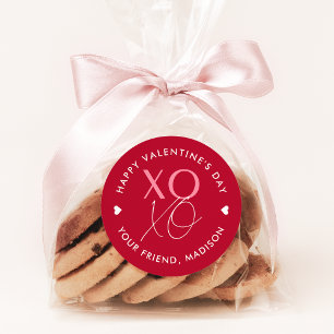 Rood en Roze XOXO Aangepaste Valentijnsdag Ronde Sticker