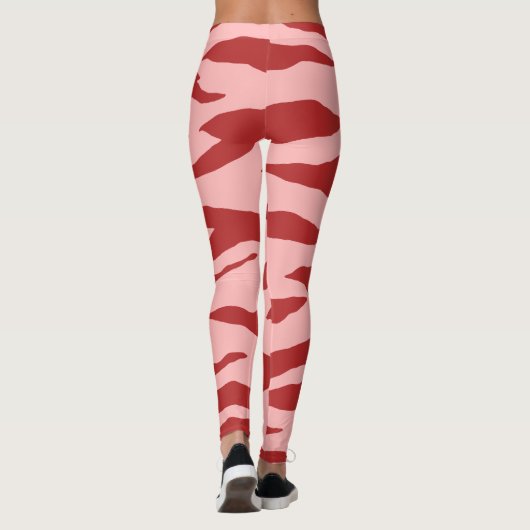 Rood en roze Zebra wild dierpatroon Leggings (Achterkant)