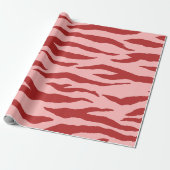 Rood en roze zebrapatroon cadeaupapier (Uitgerold)