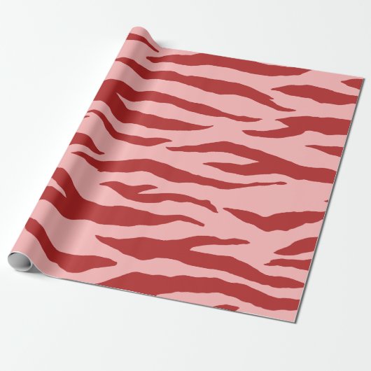 Rood en roze zebrapatroon cadeaupapier (Uitgerold)