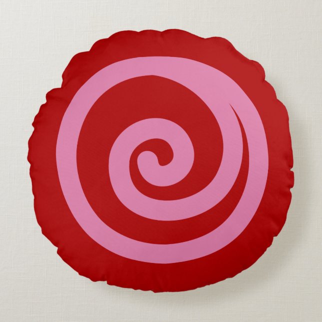 Rood en roze zwijn Valentijn Rond Kussen (Voorkant)
