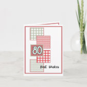 Rood en salie stippen en Gingham - 80ste verjaarda Kaart (Voorkant)