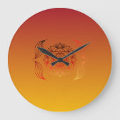 Rood en Sinaasappel Abstract doek, etherische balk Grote Klok (Voorkant)