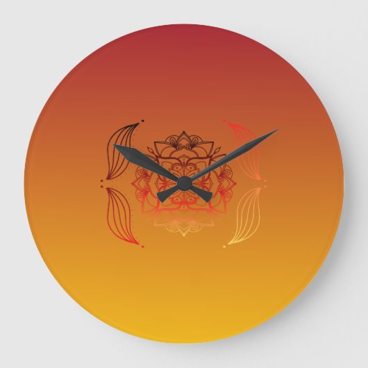 Rood en Sinaasappel Abstract doek, etherische balk Grote Klok (Voorkant)