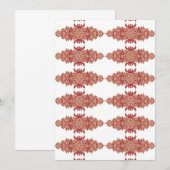 Rood en sinaasappel bloemontwerp met siergrafiek kaart (Voorkant / Achterkant)