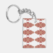 Rood en sinaasappel bloemontwerp met siergrafiek sleutelhanger (Voorkant Links)
