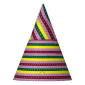 Rood en sinaasappel inpakpapier met een glanzende  feesthoedjes (Links)