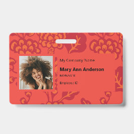 Rood en Sinaasappel Levendig en gedurfd Bloempatro Badge