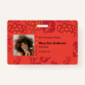 Rood en Sinaasappel Levendig en gedurfd Bloempatro Badge (Voorkant)