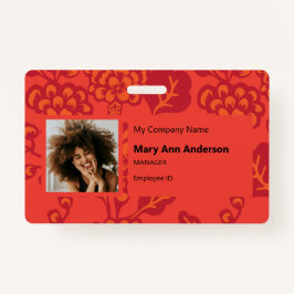 Rood en Sinaasappel Levendig en gedurfd Bloempatro Badge