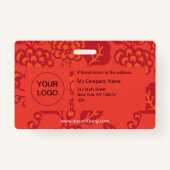 Rood en Sinaasappel Levendig en gedurfd Bloempatro Badge (Achterkant)