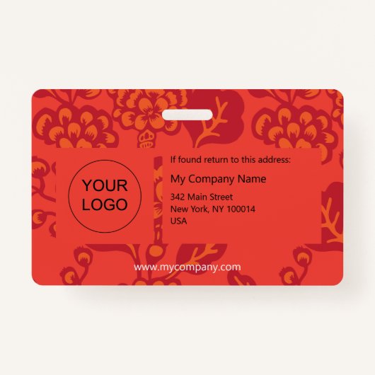 Rood en Sinaasappel Levendig en gedurfd Bloempatro Badge (Achterkant)