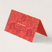 Rood en Sinaasappel Levendig, Vet Bloempatroon Tek Visitekaartje (Achterkant)